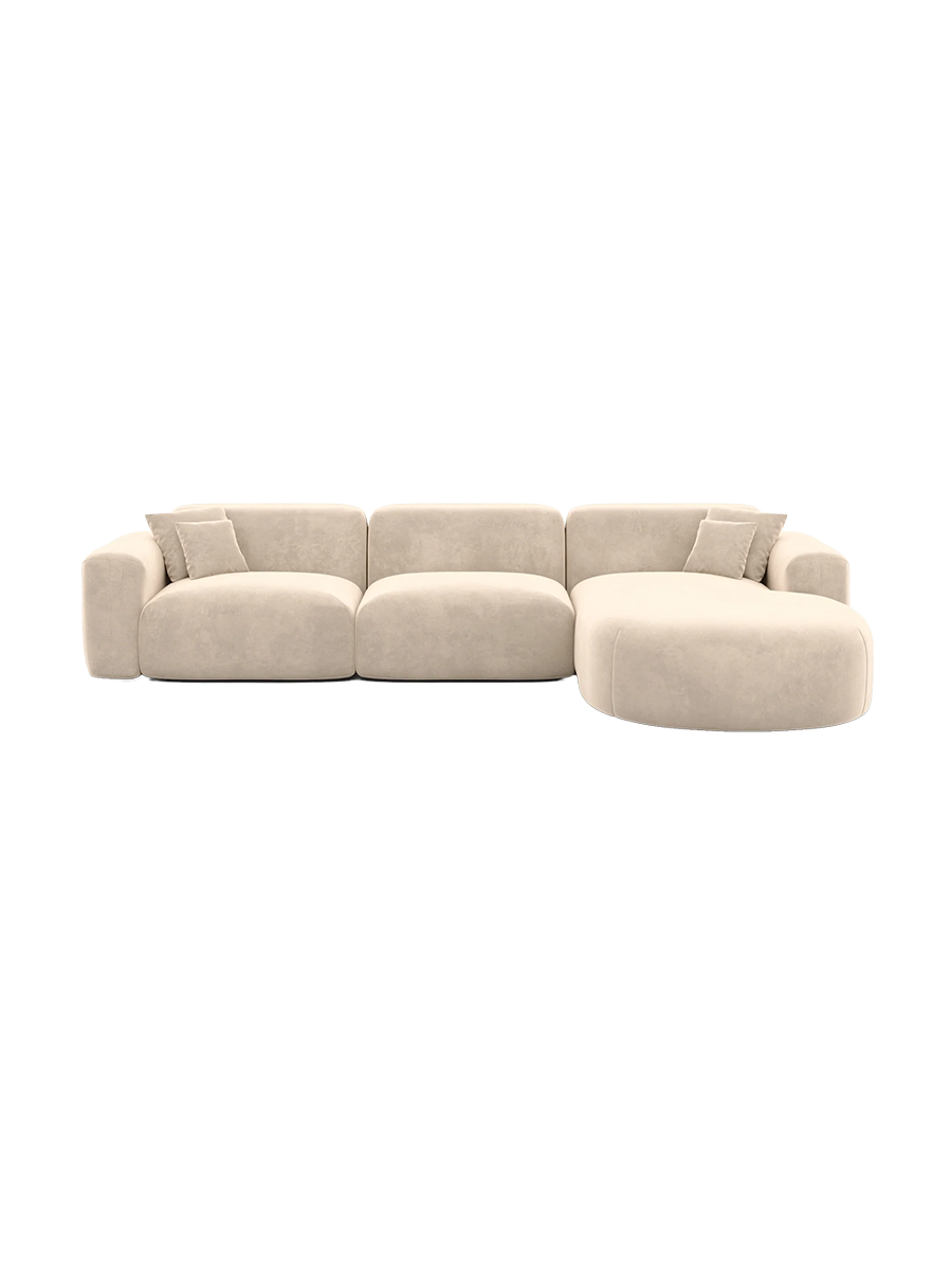 
4-Sitzer Design Ecksofa „Aras“ mit Samtbezug - Samtbezug Beige / Eckteil links