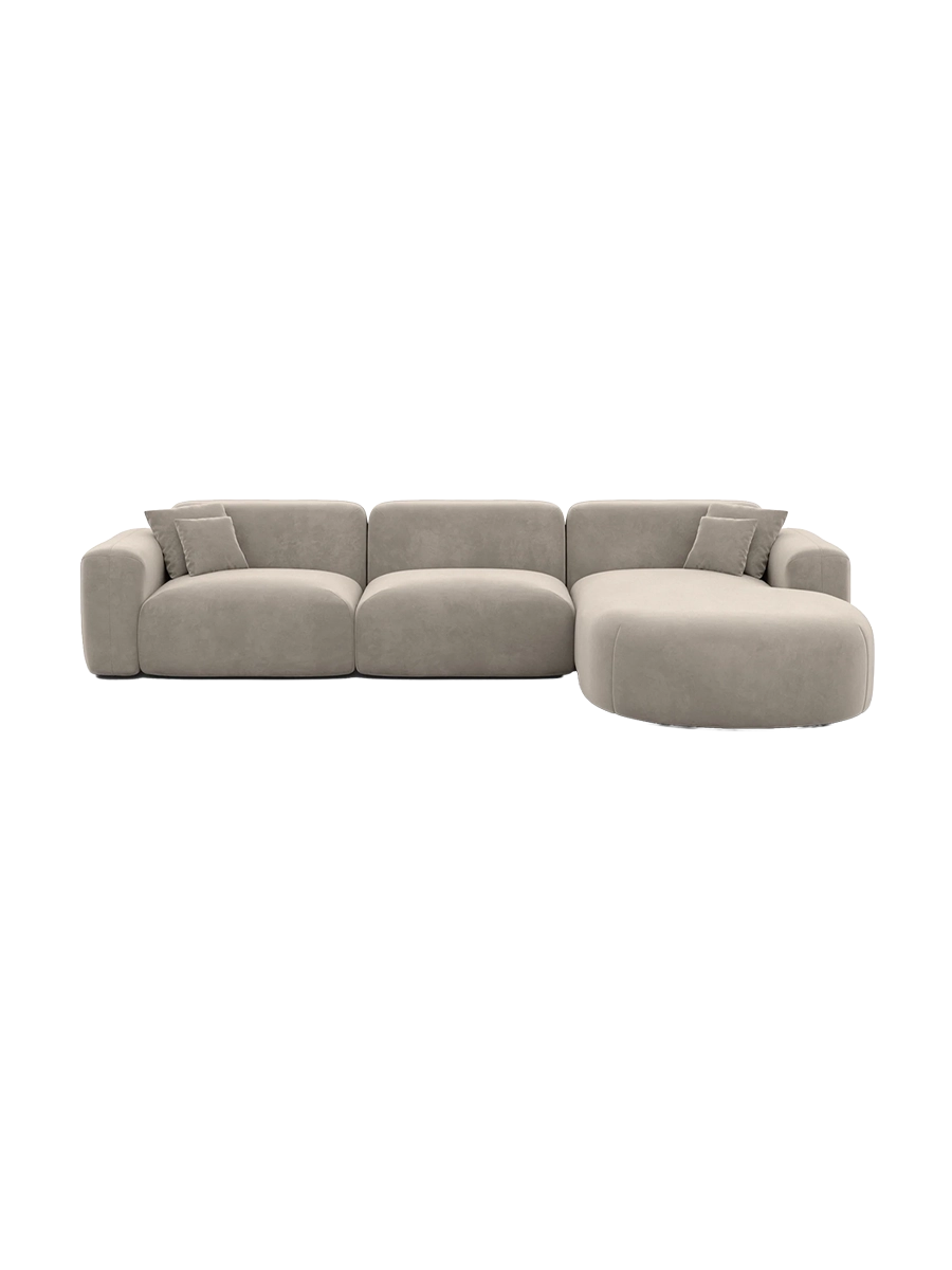 
4-Sitzer Design Ecksofa „Aras“ mit Samtbezug - Samtbezug Beige / Eckteil links