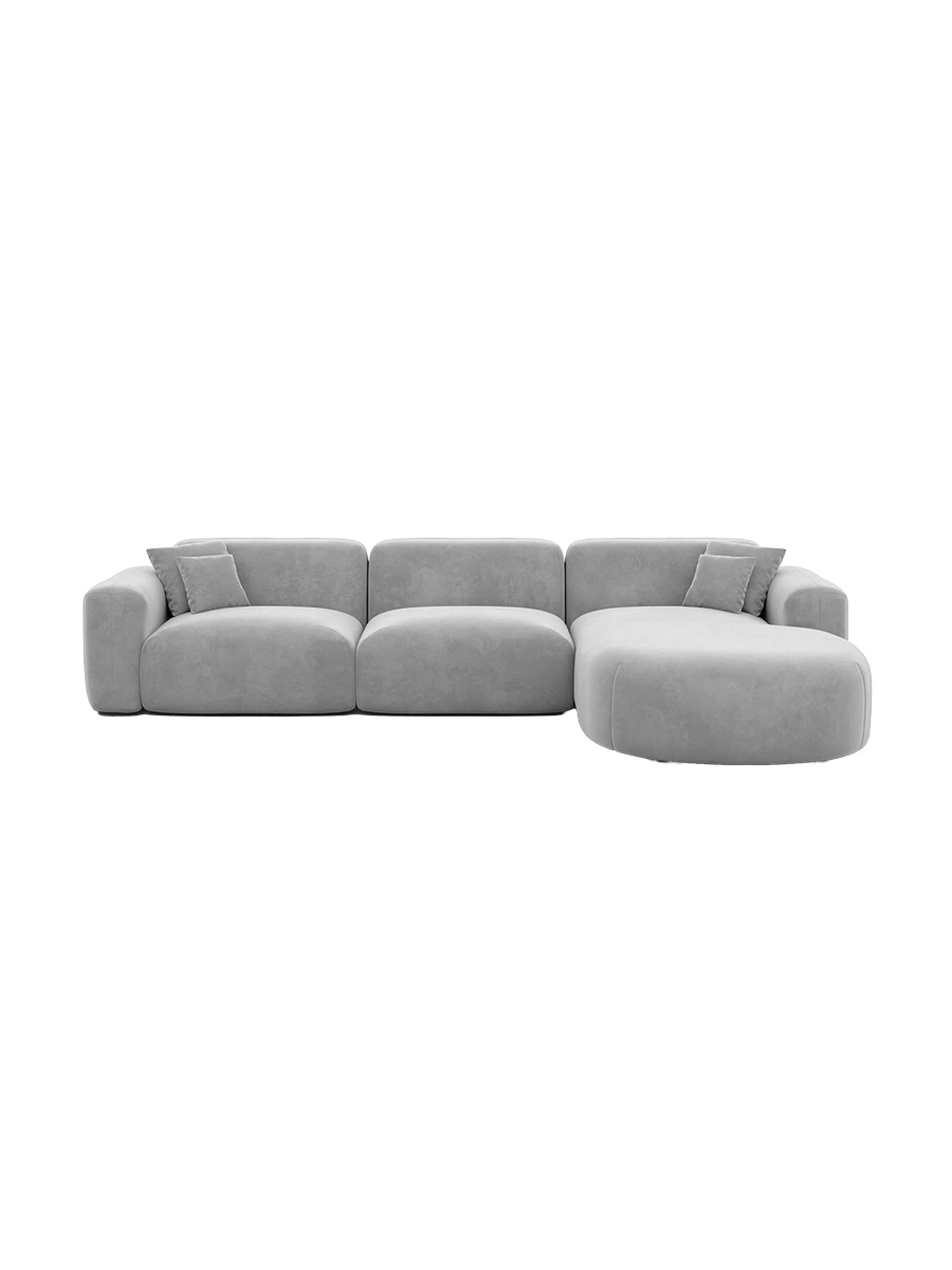 
4-Sitzer Design Ecksofa „Aras“ mit Samtbezug - Samtbezug Beige / Eckteil links