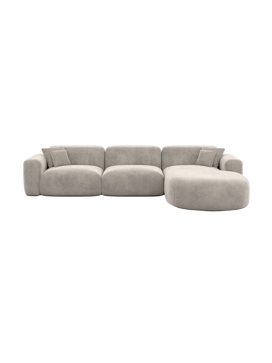 
4-Sitzer Design Ecksofa „Aras“ mit Samtbezug - Samtbezug Beige / Eckteil links