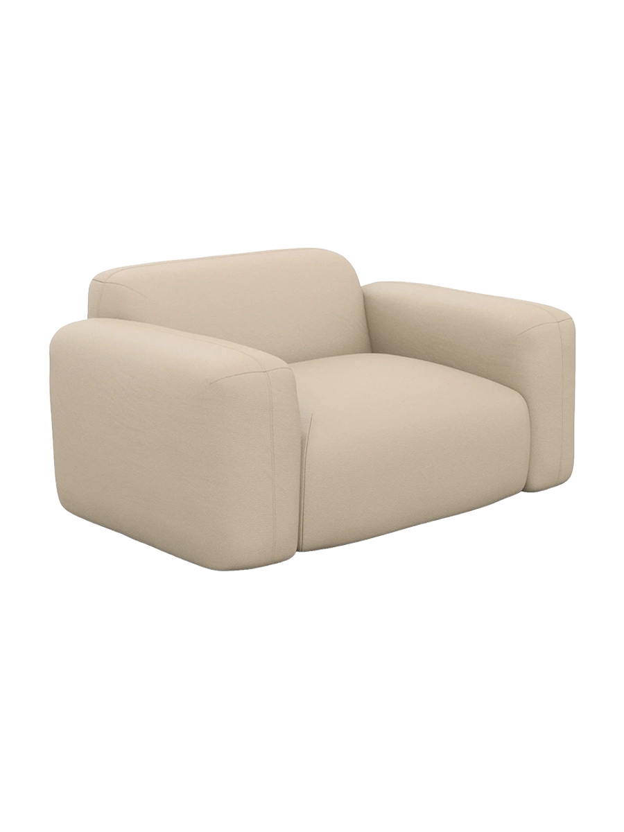 
Design Echtleder Loungesessel „Aras“ - Echtleder Beige