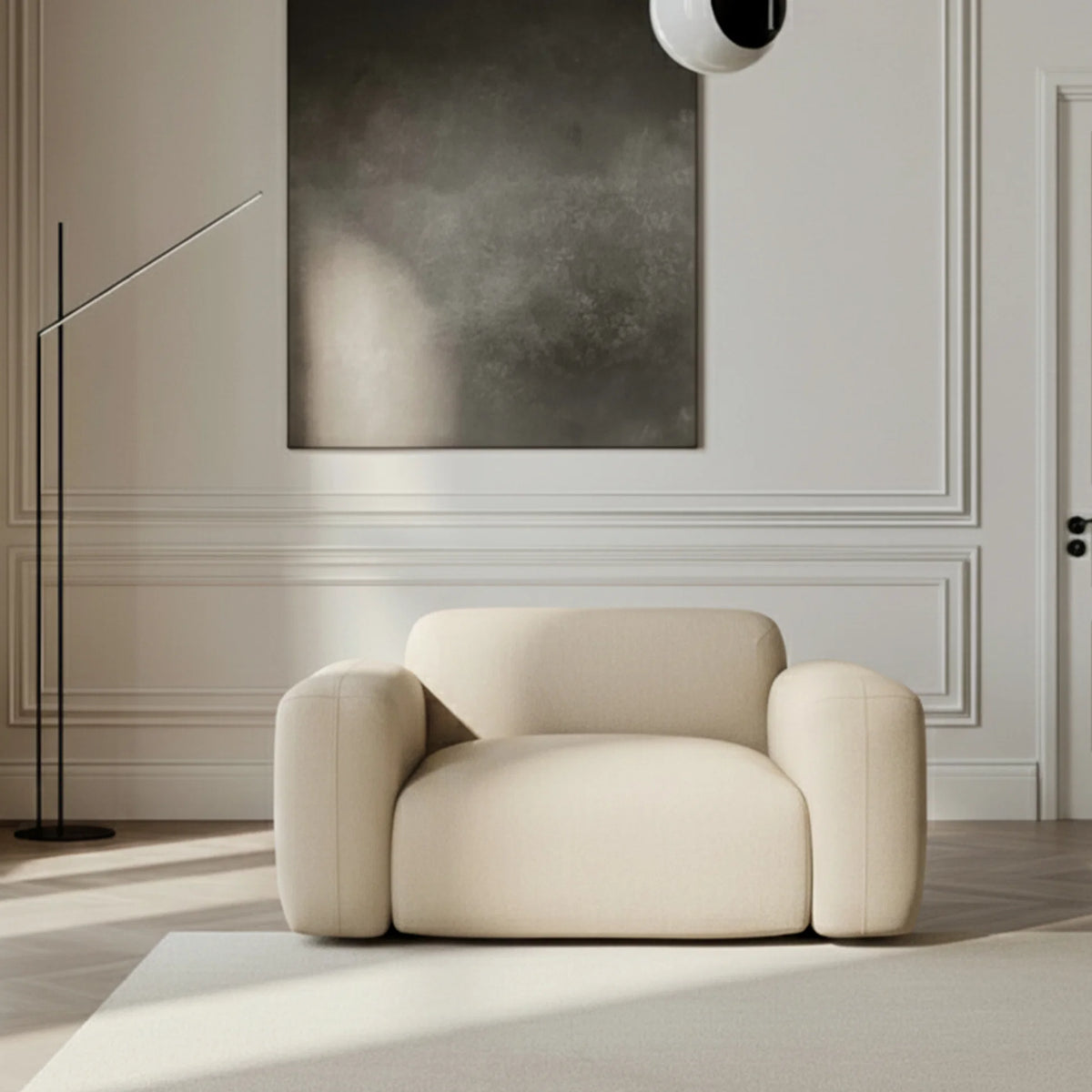 
Design Echtleder Loungesessel „Aras“ - Echtleder Beige