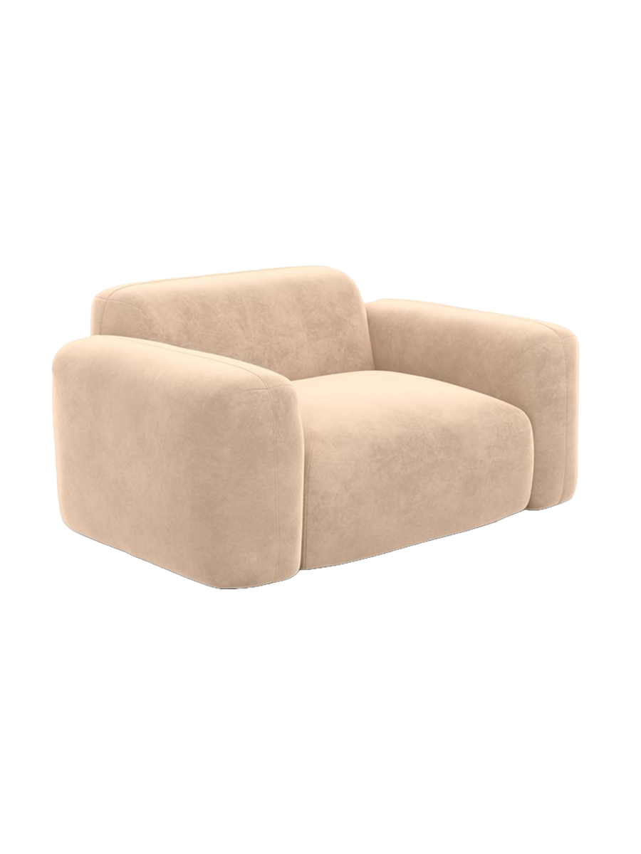 
Design Loungesessel „Aras“ mit Samtbezug - Samtbezug Beige