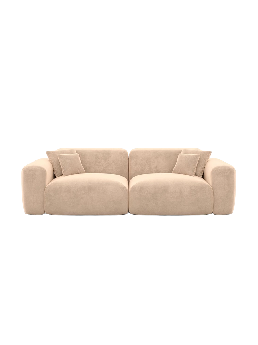 
2-Seater Designer Sofa “Aras” with Velvet Upholstery - Velvet cover Beige