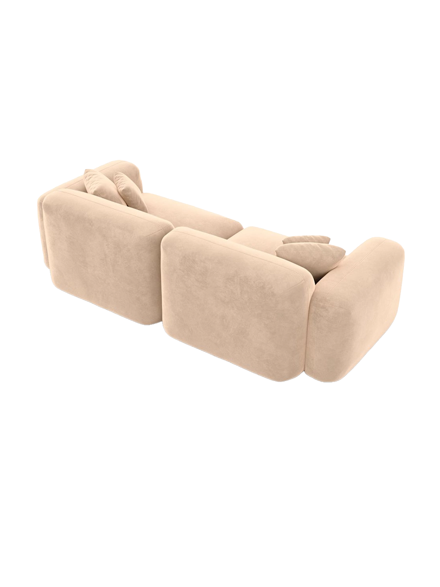 
2-Seater Designer Sofa “Aras” with Velvet Upholstery - Velvet cover Beige