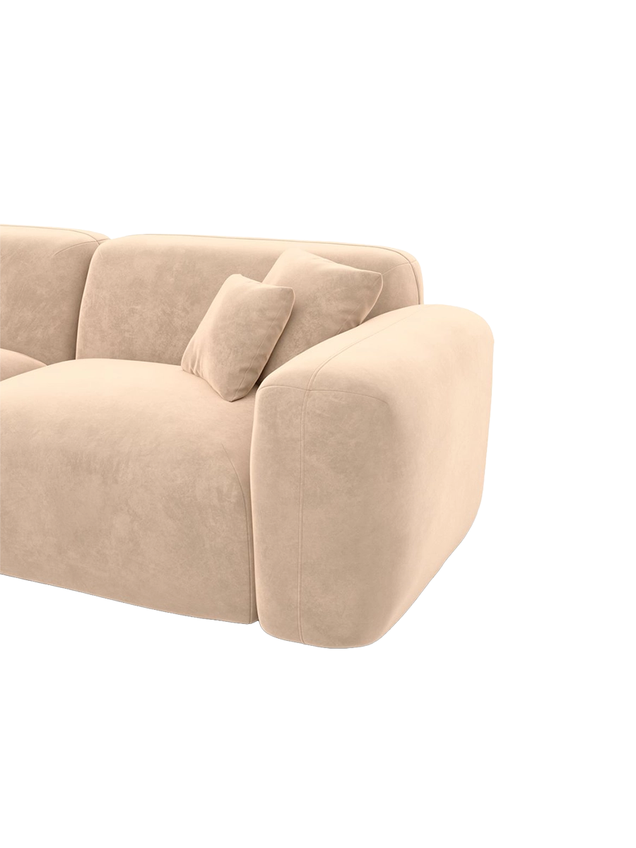 
2-Seater Designer Sofa “Aras” with Velvet Upholstery - Velvet cover Beige