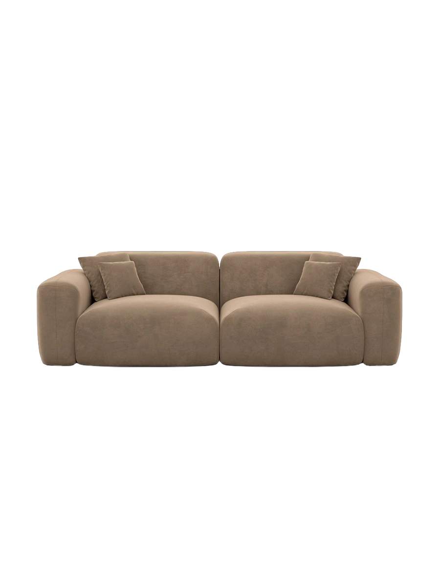 
2-Seater Designer Sofa “Aras” with Velvet Upholstery - Velvet cover Beige