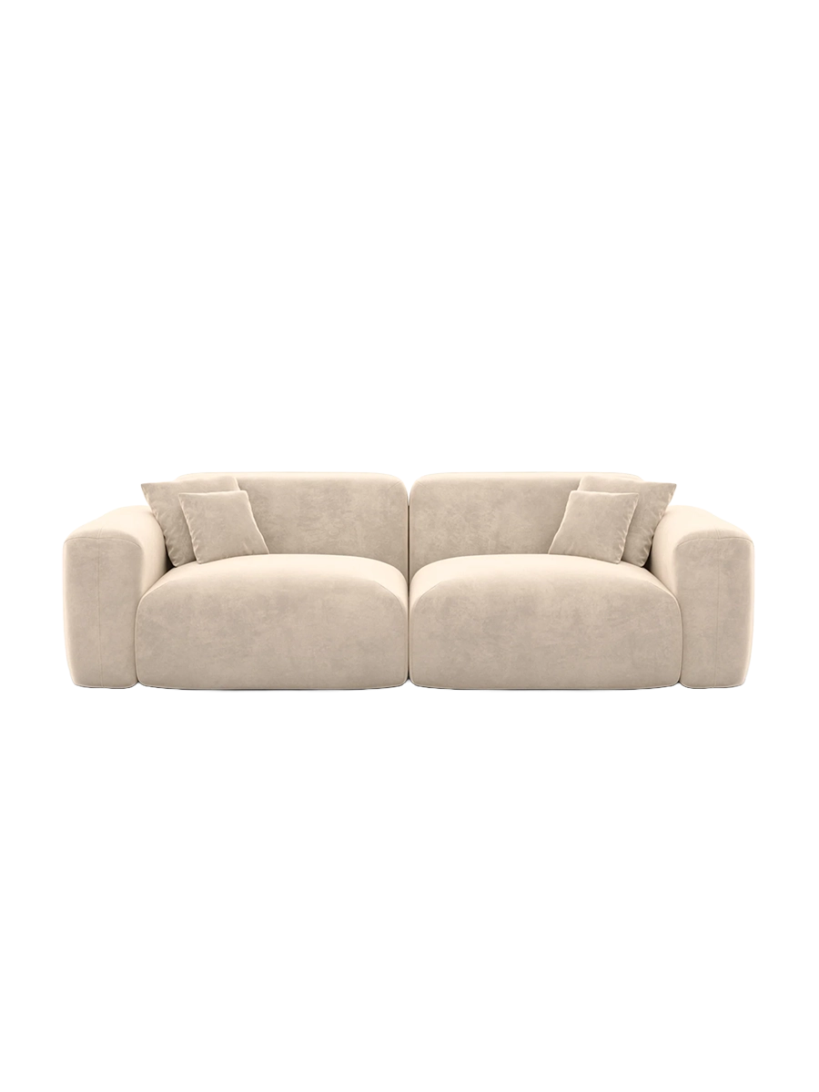 
2-Seater Designer Sofa “Aras” with Velvet Upholstery - Velvet cover Beige