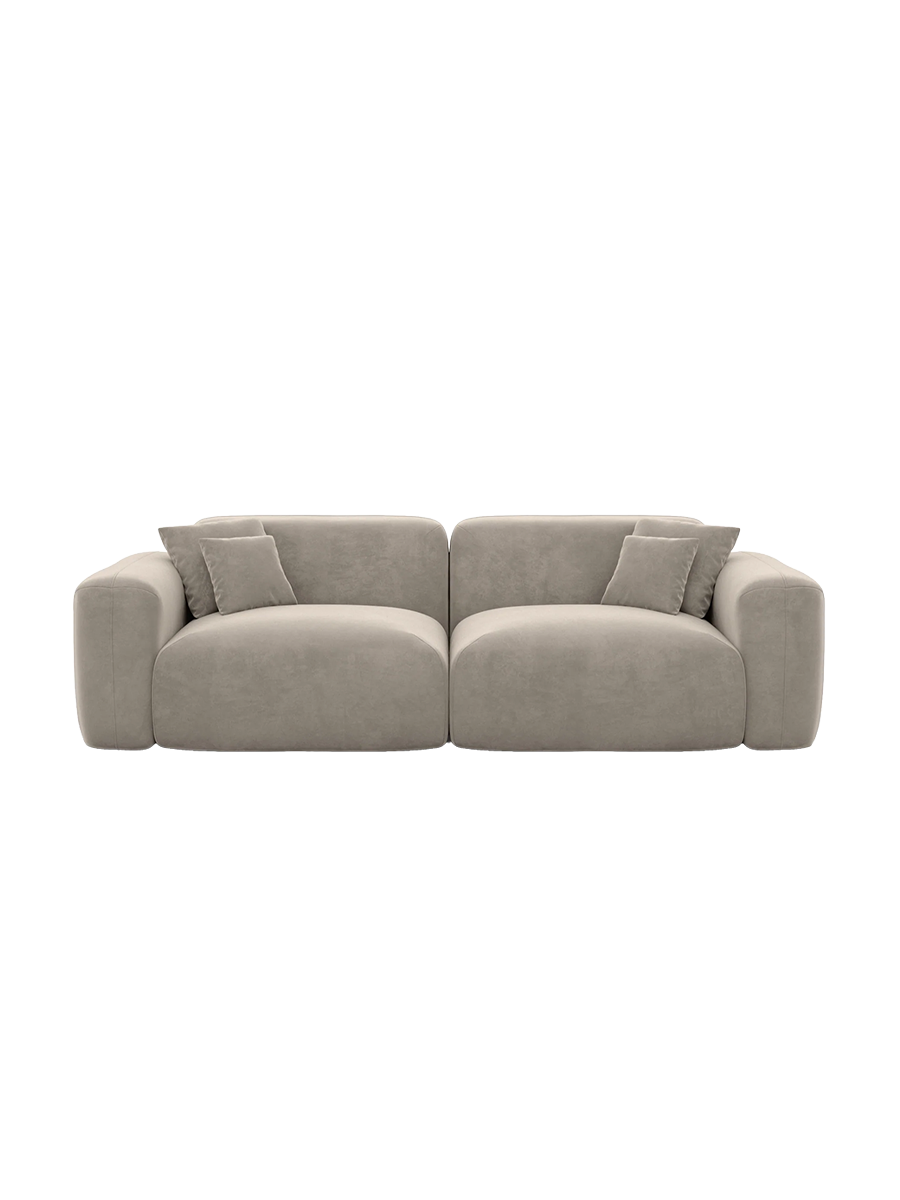 
2-Seater Designer Sofa “Aras” with Velvet Upholstery - Velvet cover Beige