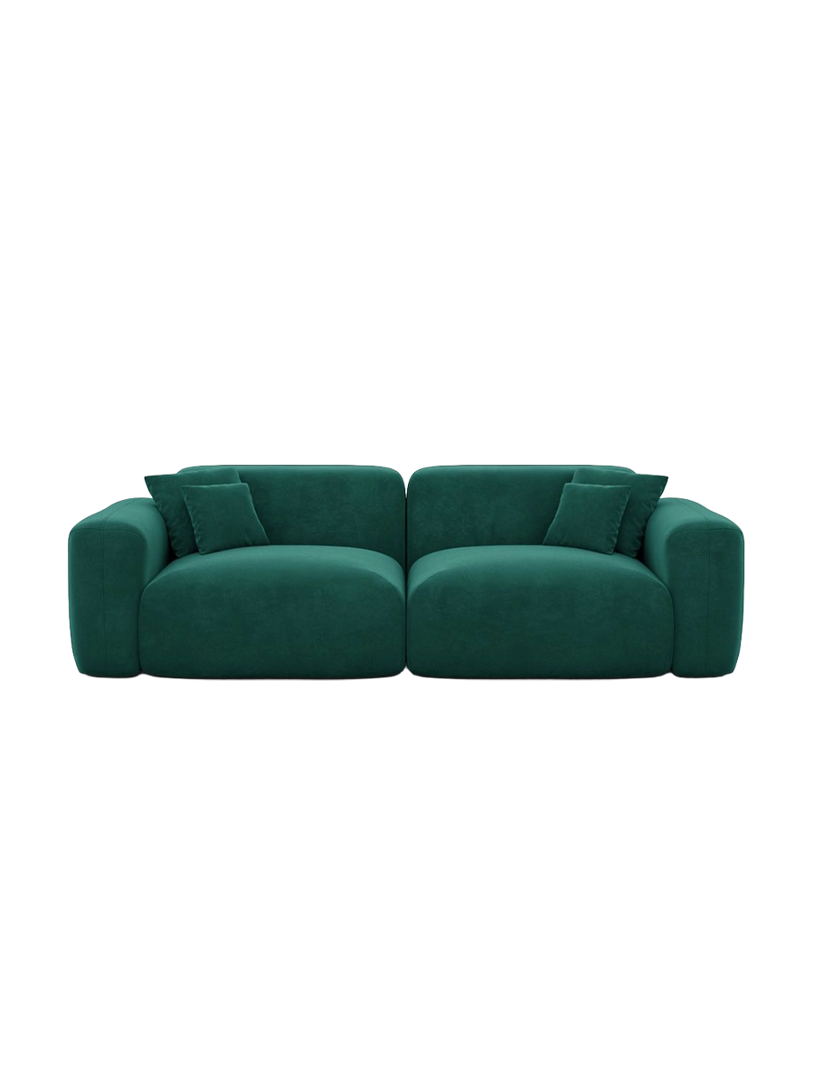 
2-Seater Designer Sofa “Aras” with Velvet Upholstery - Velvet cover Beige