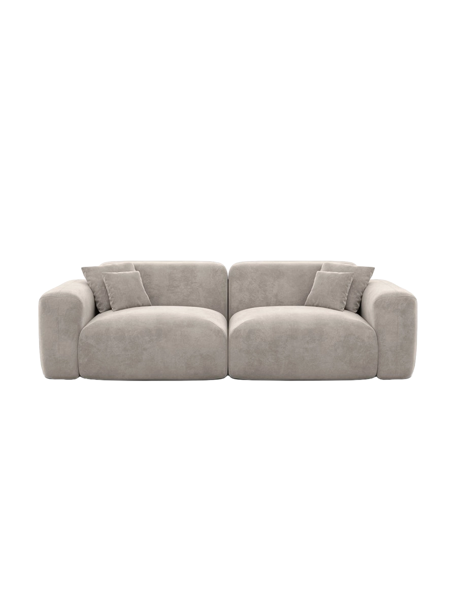 
2-Seater Designer Sofa “Aras” with Velvet Upholstery - Velvet cover Beige