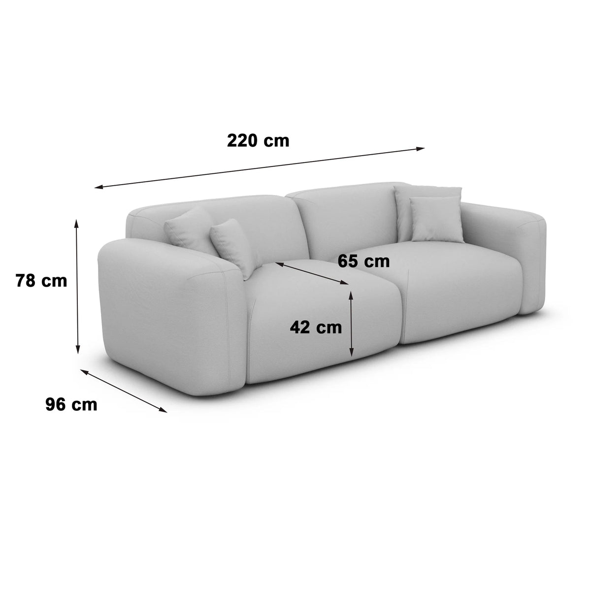 
3-seater designer sofa “Aras” with bouclé upholstery - Bouclé Graphite