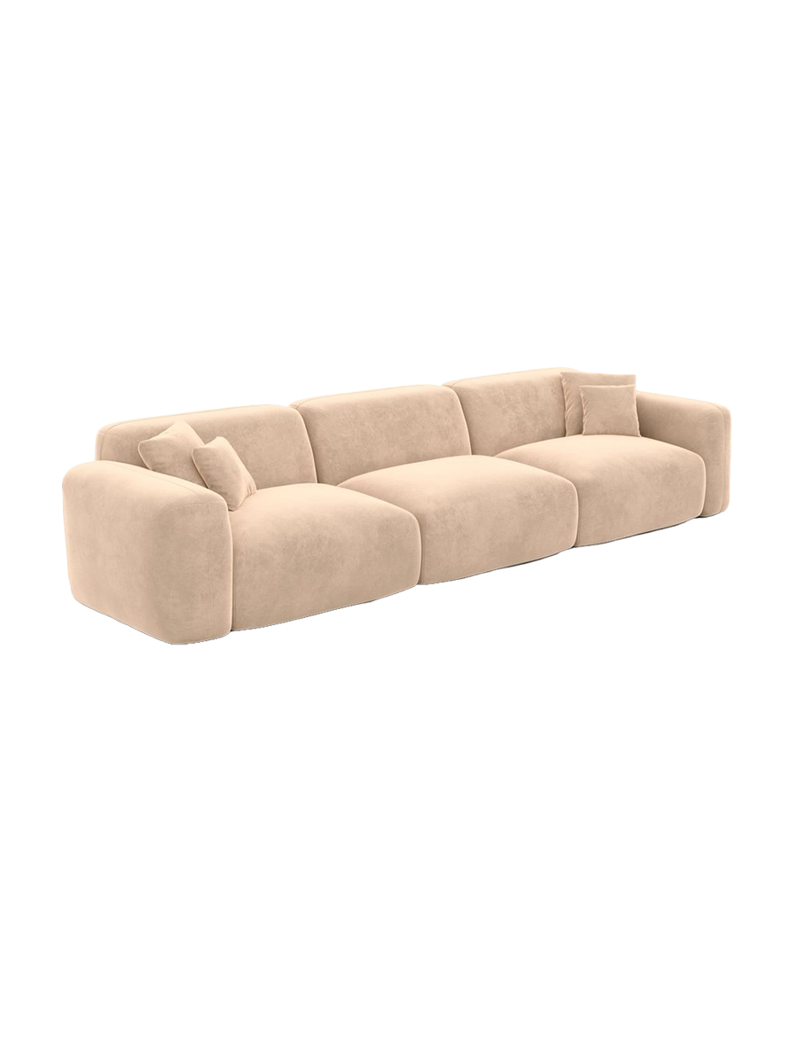 
4-Sitzer Design Sofa „Aras“ mit Samtbezug - Samtbezug Beige