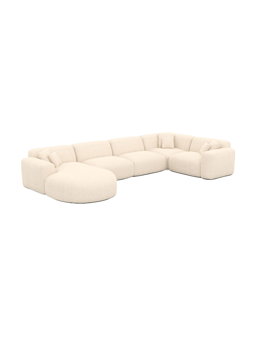 
6-Sitzer Design Panorama-Sofa „Aras XL“ mit Strukturstoff-Bezug - Strukturstoff Anthrazit / lange Seite links, Liegeteil rechts
