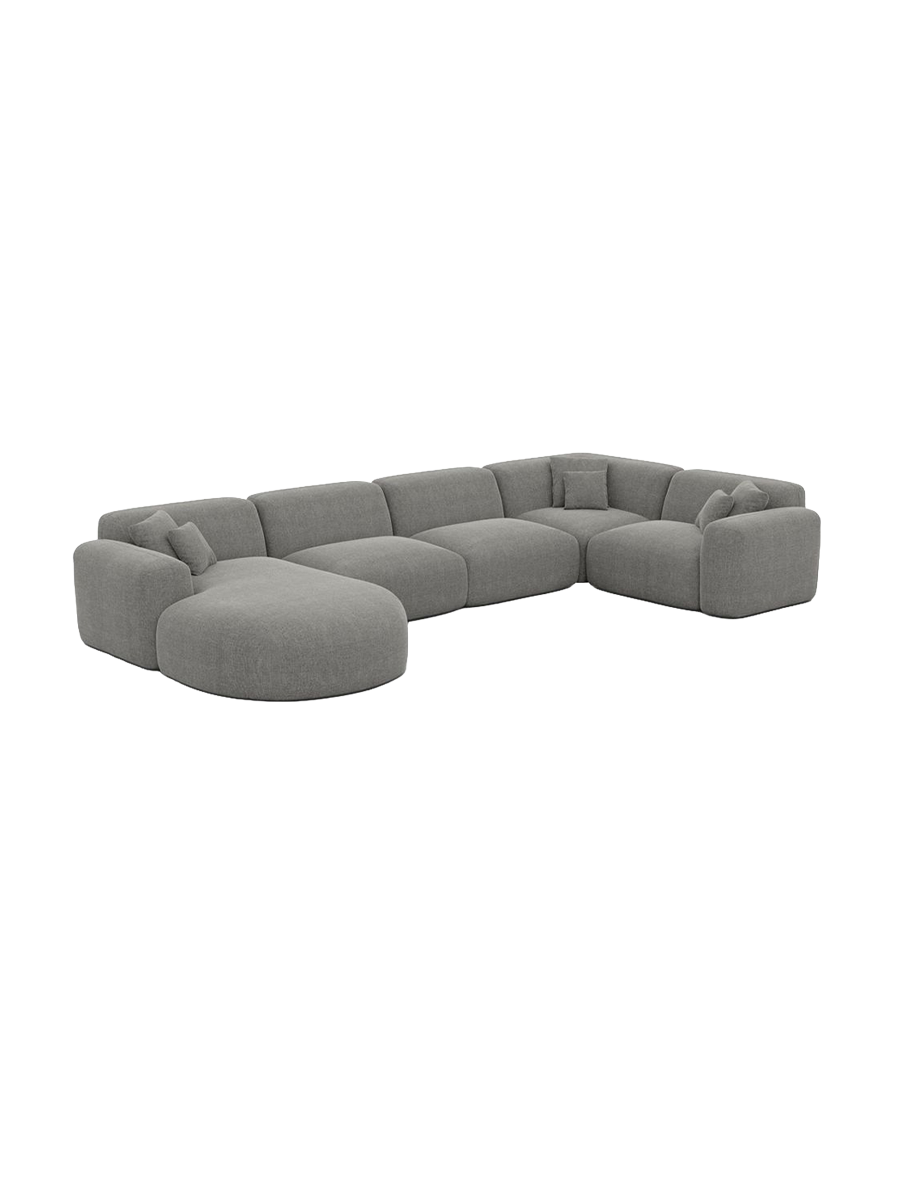 
6-Sitzer Design Panorama-Sofa „Aras XL“ mit Strukturstoff-Bezug - Strukturstoff Anthrazit / lange Seite links, Liegeteil rechts