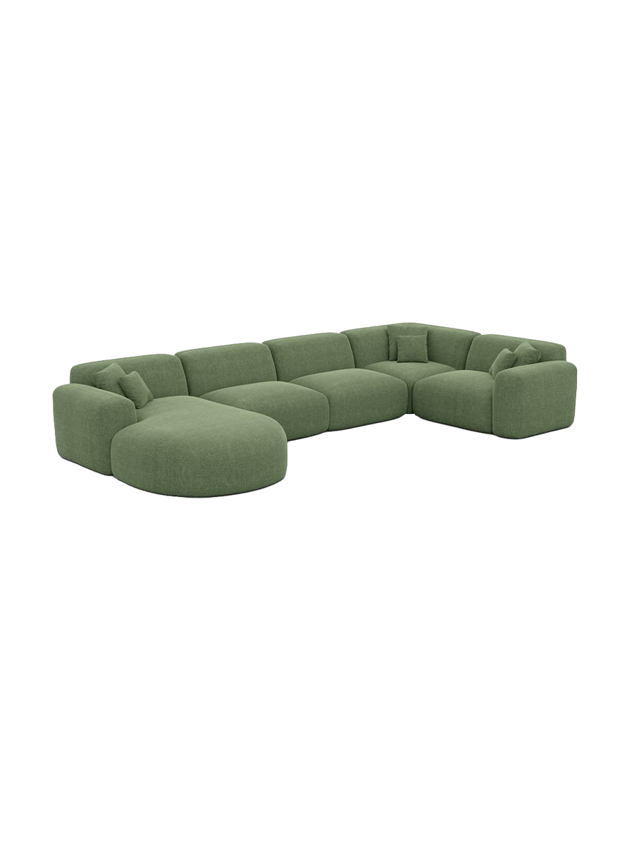 
6-Sitzer Design Panorama-Sofa „Aras XL“ mit Strukturstoff-Bezug - Strukturstoff Anthrazit / lange Seite links, Liegeteil rechts