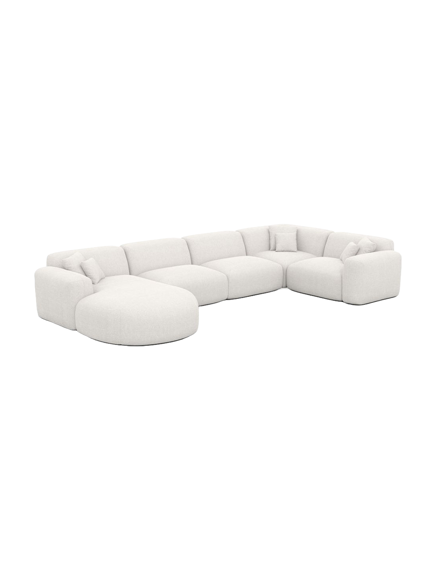 
6-Sitzer Design Panorama-Sofa „Aras XL“ mit Strukturstoff-Bezug - Strukturstoff Anthrazit / lange Seite links, Liegeteil rechts