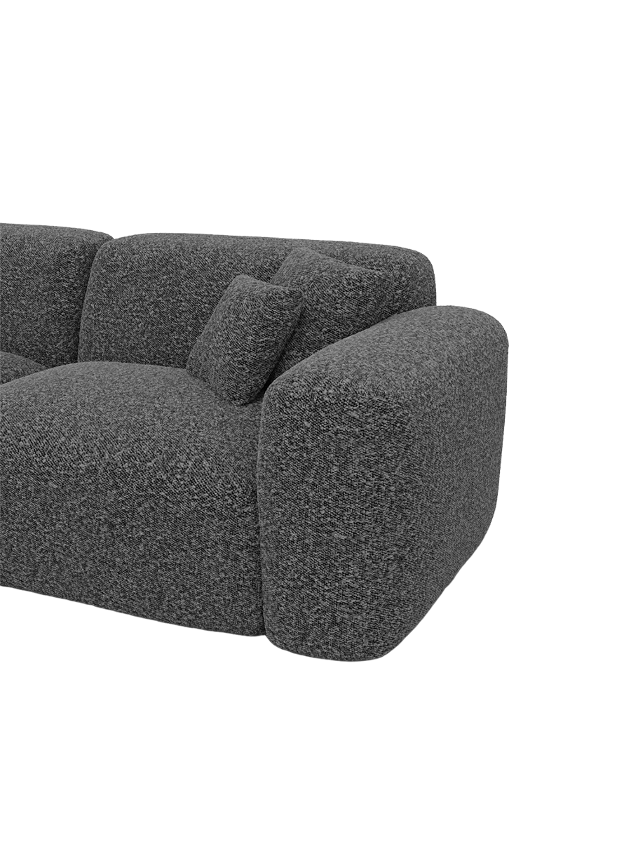 
6-Sitzer Design Panorama-Sofa „Aras XL“ mit Bouclé-Bezug - Bouclé Graphit / lange Seite links, Liegeteil rechts