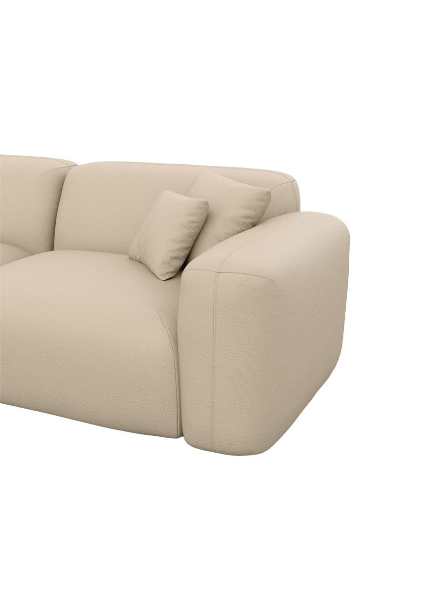 
6-Sitzer Design Echtleder Panorama-Sofa „Aras XL“ - Echtleder Beige / lange Seite links, Liegeteil rechts