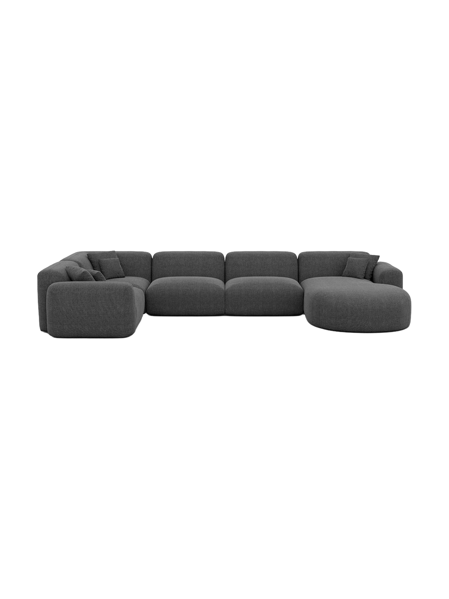 
6-Sitzer Design Panorama-Sofa „Aras XL“ mit Strukturstoff-Bezug - Strukturstoff Anthrazit / lange Seite links, Liegeteil rechts