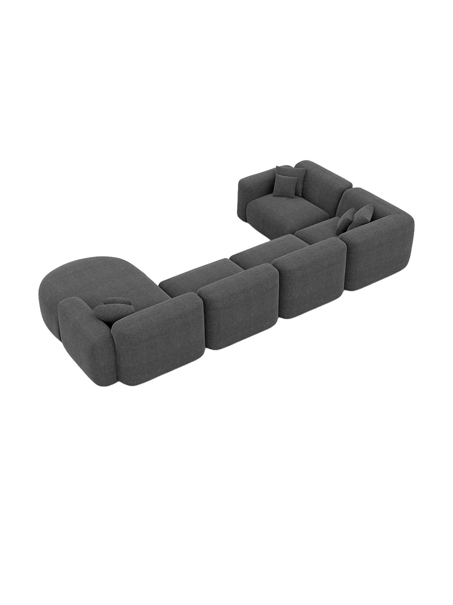 
6-Sitzer Design Panorama-Sofa „Aras XL“ mit Strukturstoff-Bezug - Strukturstoff Anthrazit / lange Seite links, Liegeteil rechts