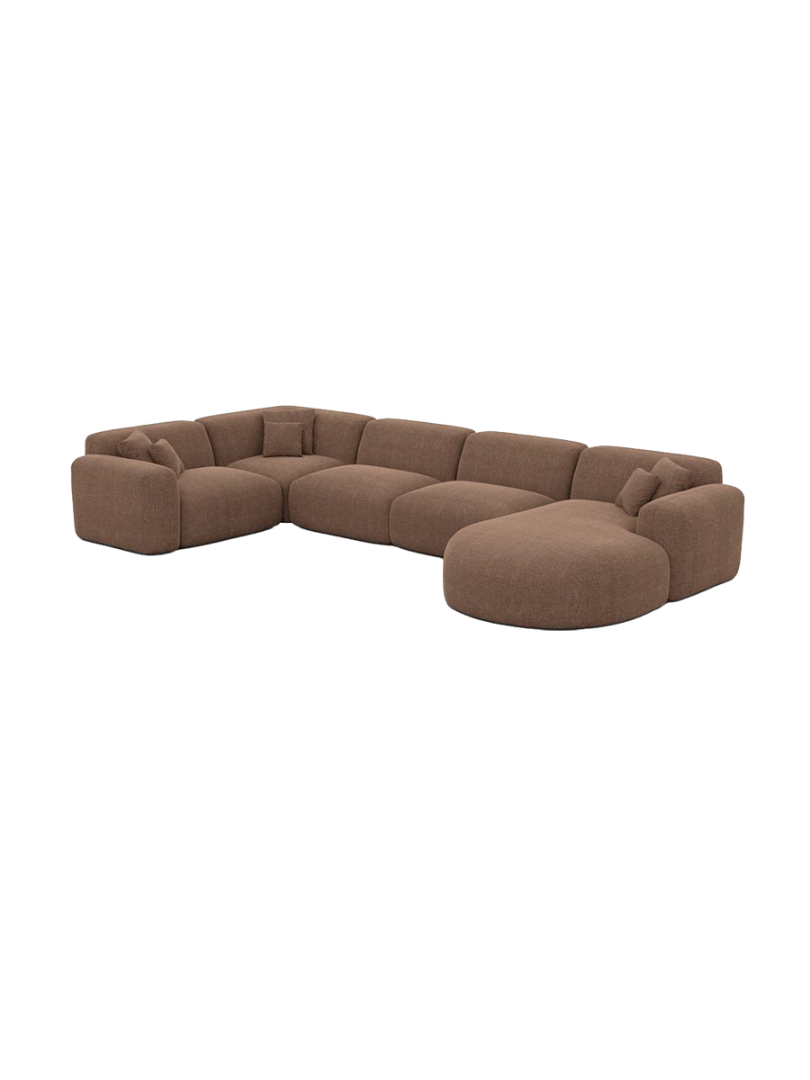 
6-Sitzer Design Panorama-Sofa „Aras XL“ mit Strukturstoff-Bezug - Strukturstoff Anthrazit / lange Seite links, Liegeteil rechts