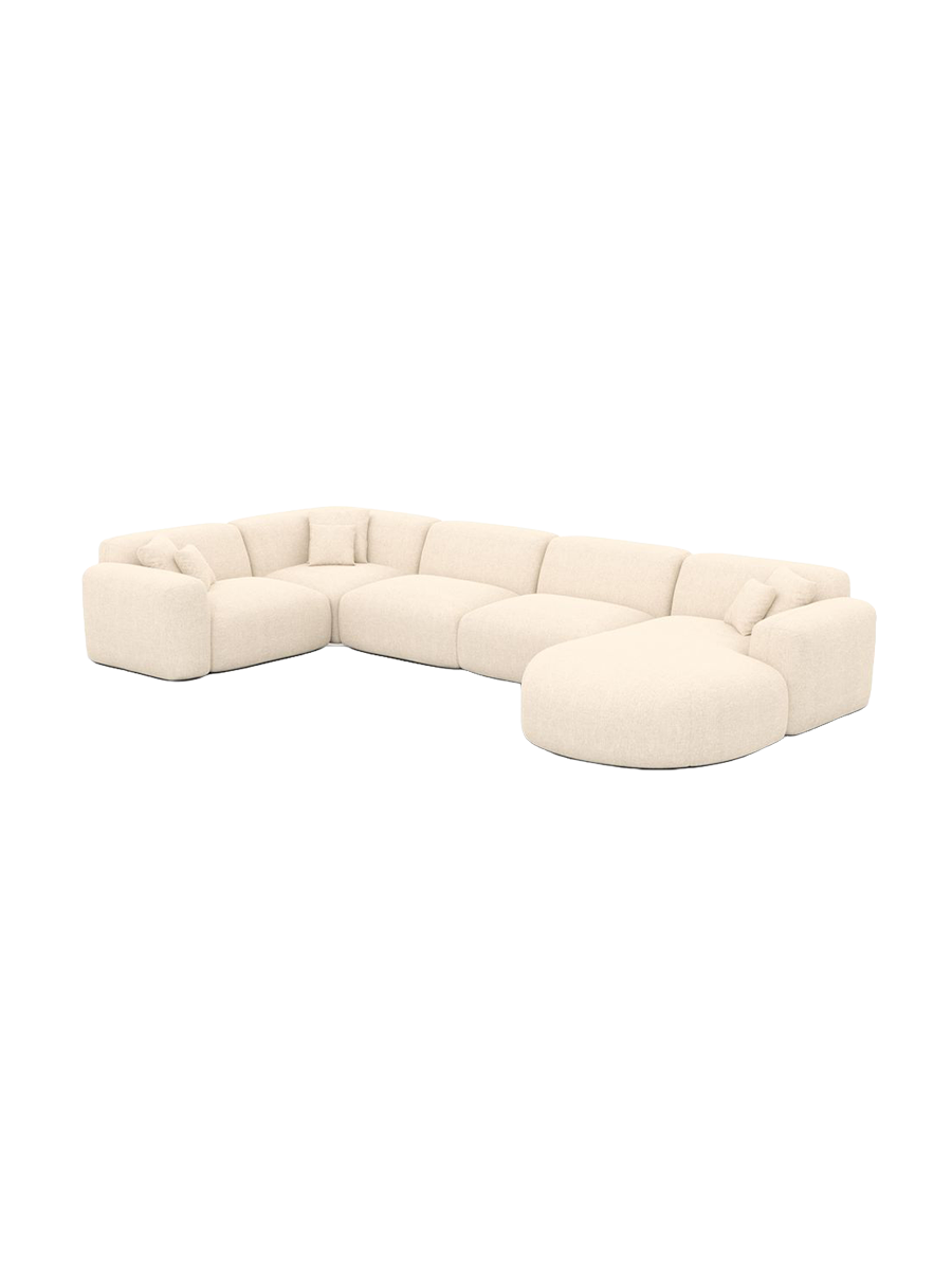 
6-Sitzer Design Panorama-Sofa „Aras XL“ mit Strukturstoff-Bezug - Strukturstoff Anthrazit / lange Seite links, Liegeteil rechts