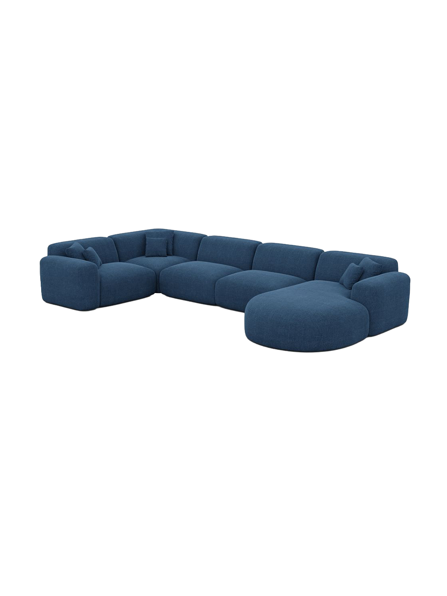 
6-Sitzer Design Panorama-Sofa „Aras XL“ mit Strukturstoff-Bezug - Strukturstoff Anthrazit / lange Seite links, Liegeteil rechts