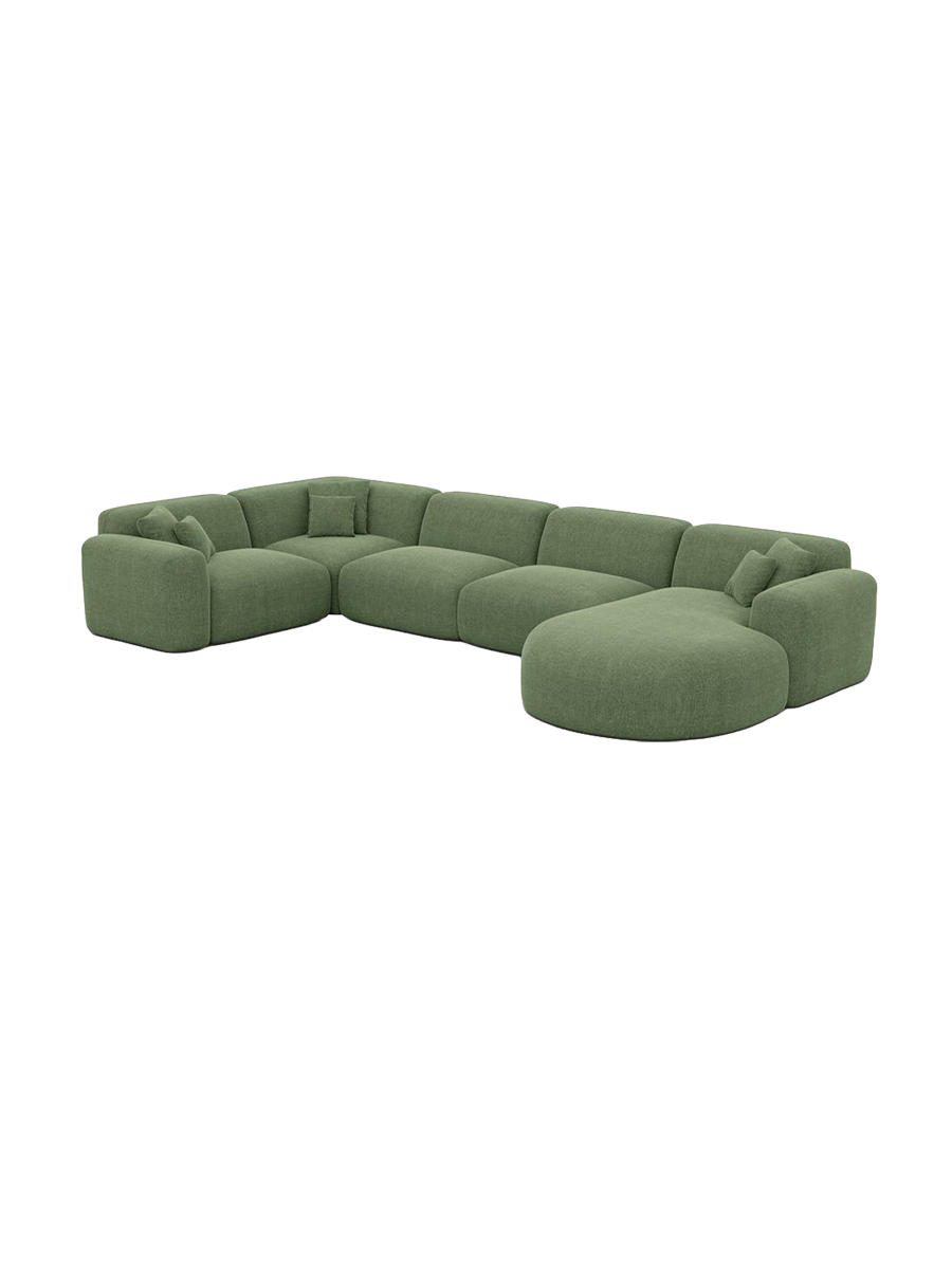 
6-Sitzer Design Panorama-Sofa „Aras XL“ mit Strukturstoff-Bezug - Strukturstoff Anthrazit / lange Seite links, Liegeteil rechts