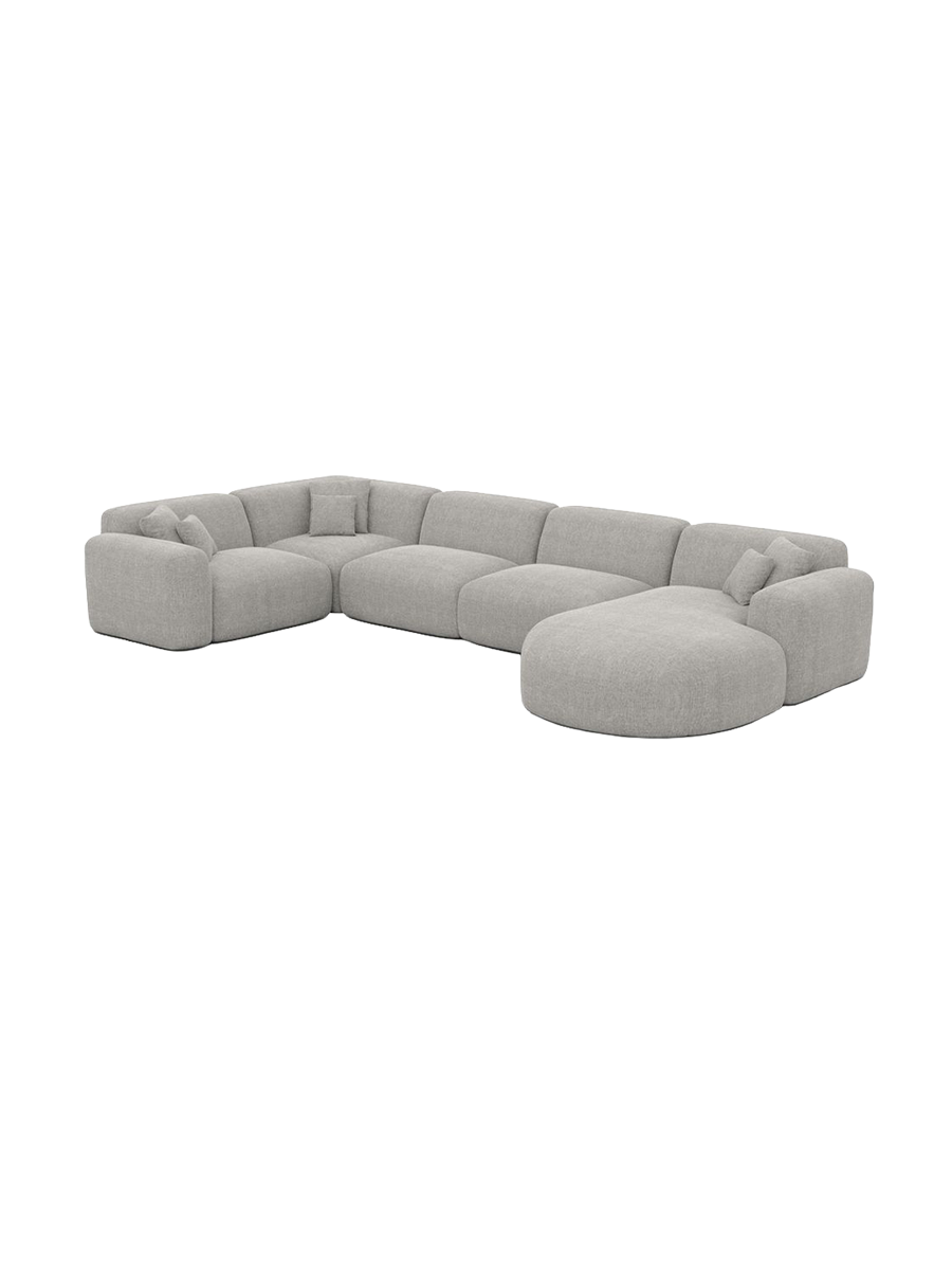 
6-Sitzer Design Panorama-Sofa „Aras XL“ mit Strukturstoff-Bezug - Strukturstoff Anthrazit / lange Seite links, Liegeteil rechts