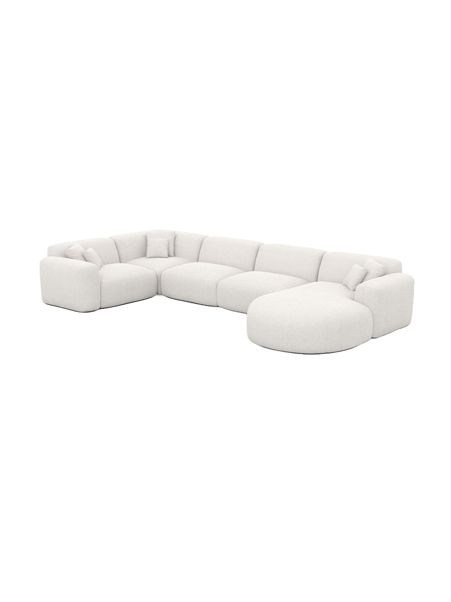 
6-Sitzer Design Panorama-Sofa „Aras XL“ mit Strukturstoff-Bezug - Strukturstoff Anthrazit / lange Seite links, Liegeteil rechts