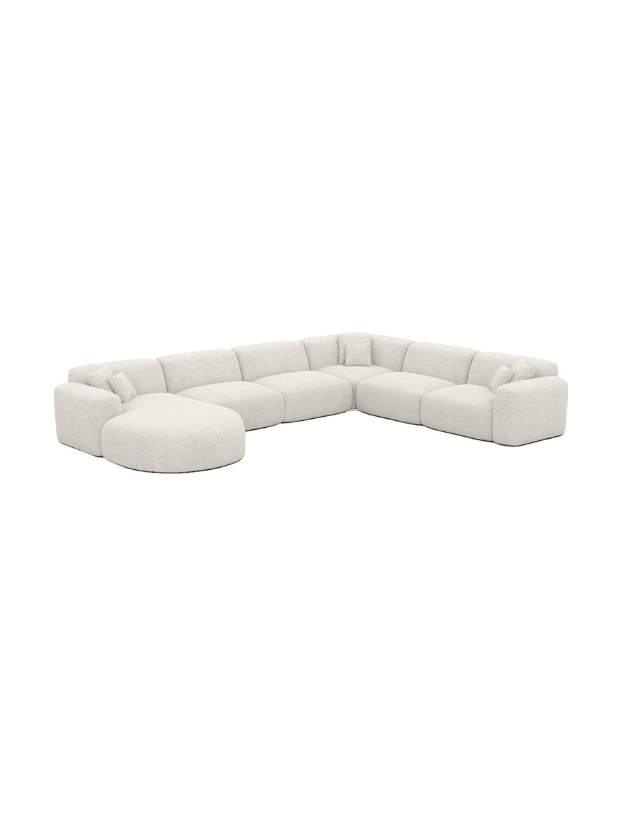 
7-Sitzer Design Panorama-Sofa „Aras XXL“ mit Bouclé-Bezug - Bouclé Graphit / Lange Seite links