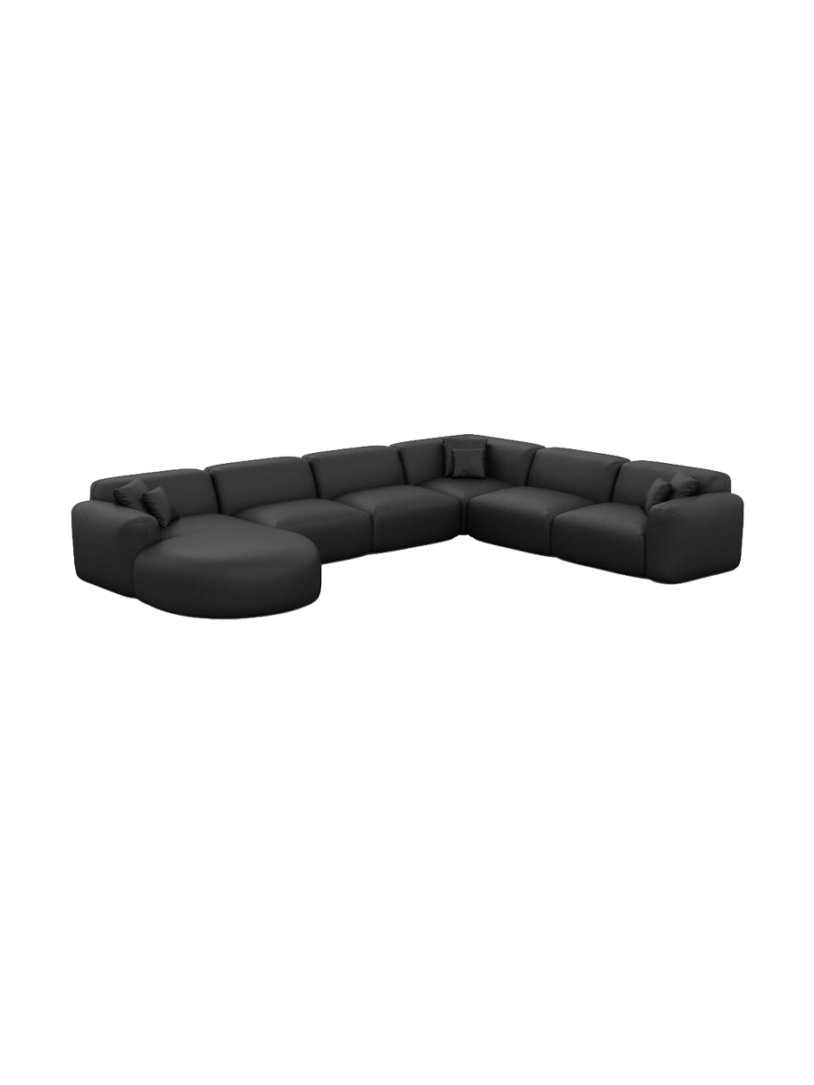 
7-Sitzer Design Echtleder Panorama-Sofa „Aras XXL“ - Echtleder Beige / Lange Seite links