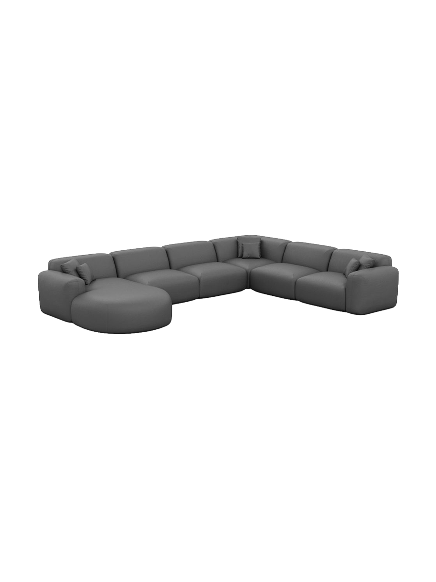 
7-Sitzer Design Echtleder Panorama-Sofa „Aras XXL“ - Echtleder Beige / Lange Seite links