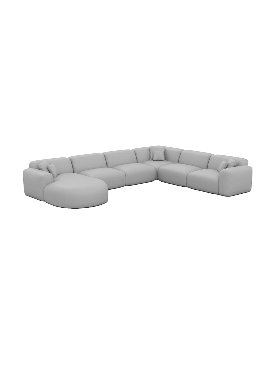 
7-Sitzer Design Echtleder Panorama-Sofa „Aras XXL“ - Echtleder Beige / Lange Seite links