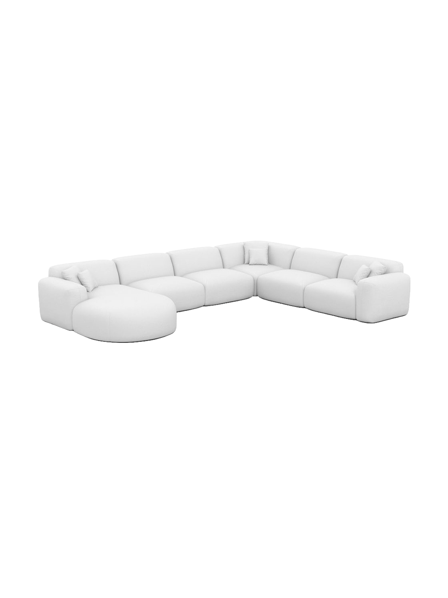 
7-Sitzer Design Echtleder Panorama-Sofa „Aras XXL“ - Echtleder Beige / Lange Seite links