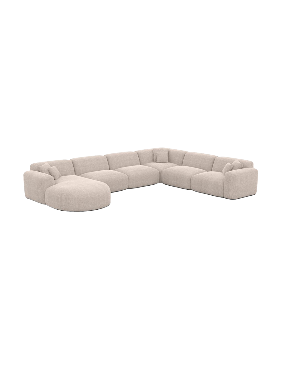 
7-Sitzer Design Panorama-Sofa „Aras XXL“ mit Strukturstoff-Bezug - Strukturstoff Anthrazit / Lange Seite links