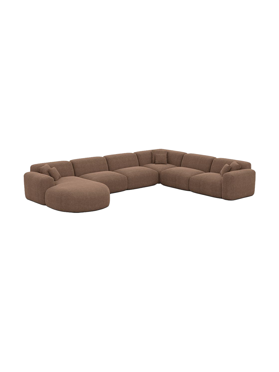 
7-Sitzer Design Panorama-Sofa „Aras XXL“ mit Strukturstoff-Bezug - Strukturstoff Anthrazit / Lange Seite links