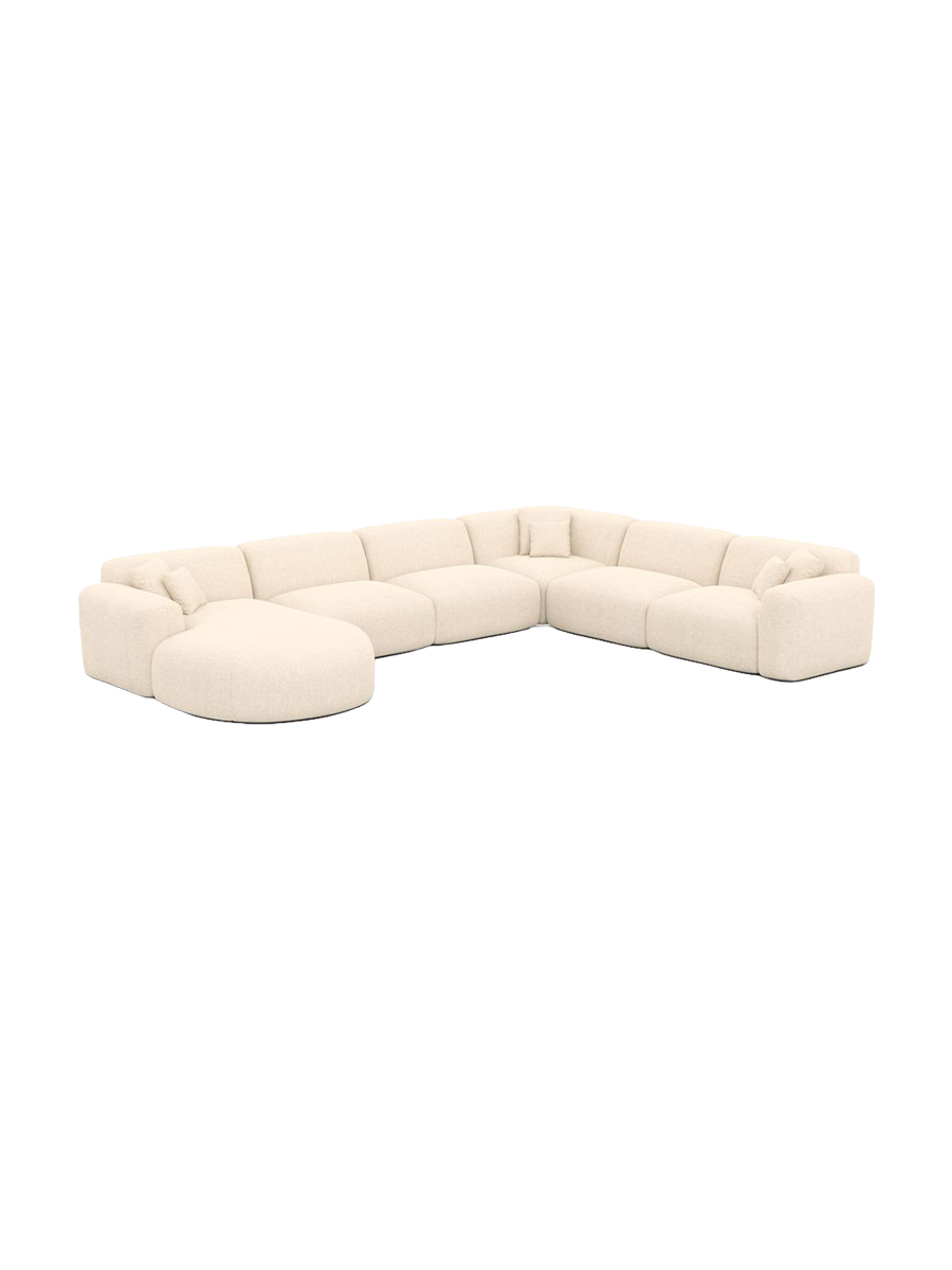 
7-Sitzer Design Panorama-Sofa „Aras XXL“ mit Strukturstoff-Bezug - Strukturstoff Anthrazit / Lange Seite links