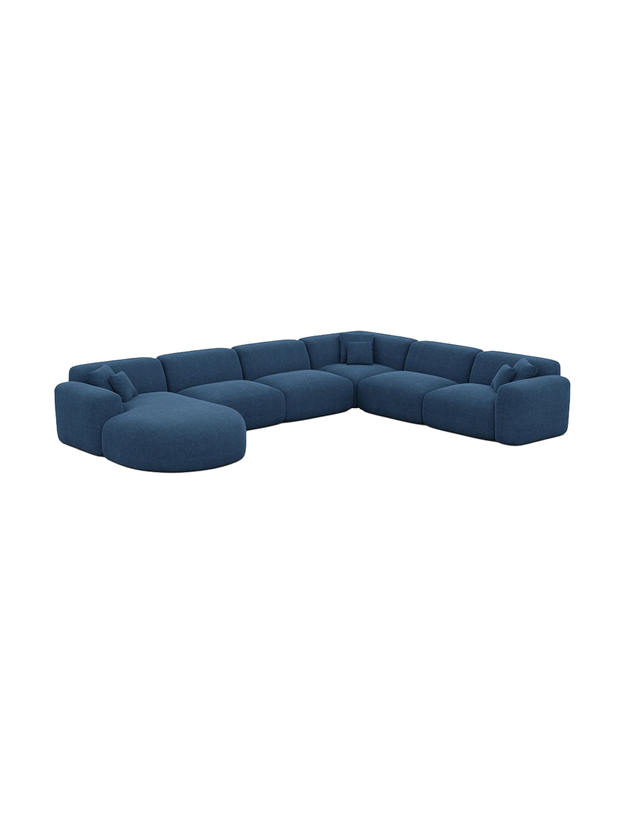 
7-Sitzer Design Panorama-Sofa „Aras XXL“ mit Strukturstoff-Bezug - Strukturstoff Anthrazit / Lange Seite links