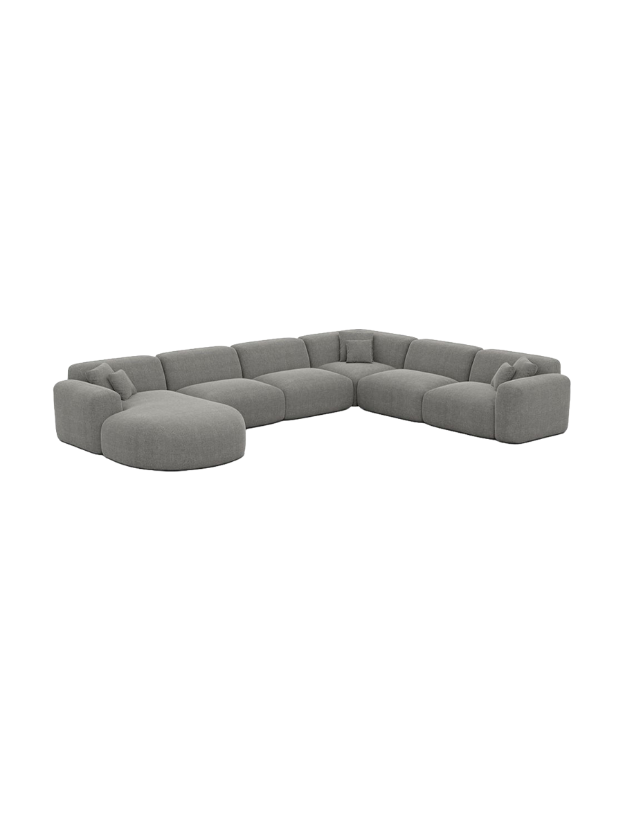 
7-Sitzer Design Panorama-Sofa „Aras XXL“ mit Strukturstoff-Bezug - Strukturstoff Anthrazit / Lange Seite links