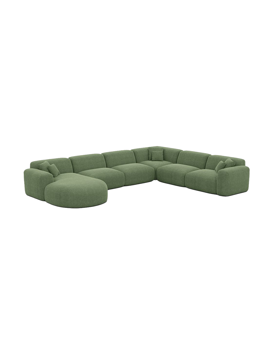 
7-Sitzer Design Panorama-Sofa „Aras XXL“ mit Strukturstoff-Bezug - Strukturstoff Anthrazit / Lange Seite links
