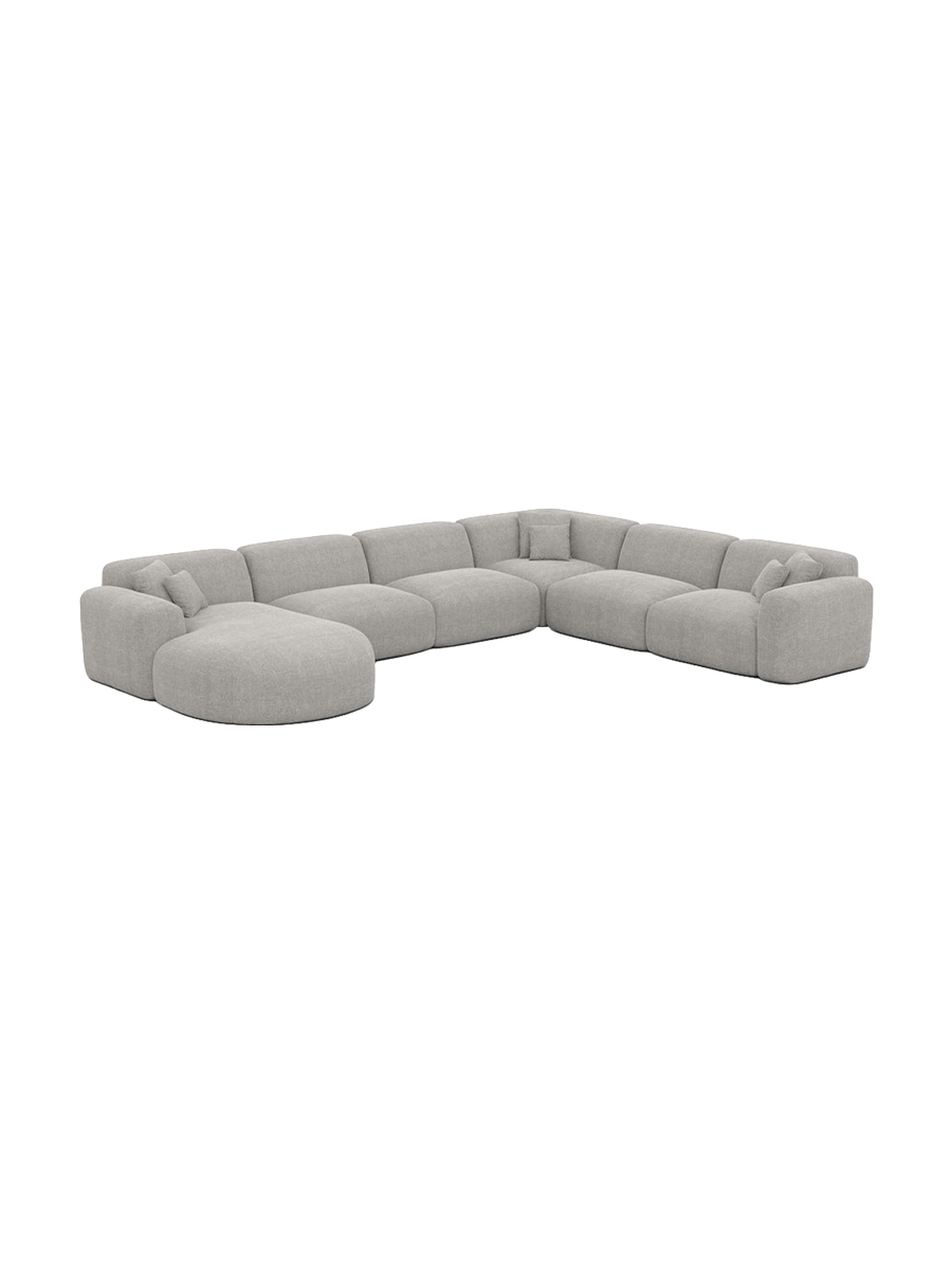 
7-Sitzer Design Panorama-Sofa „Aras XXL“ mit Strukturstoff-Bezug - Strukturstoff Anthrazit / Lange Seite links