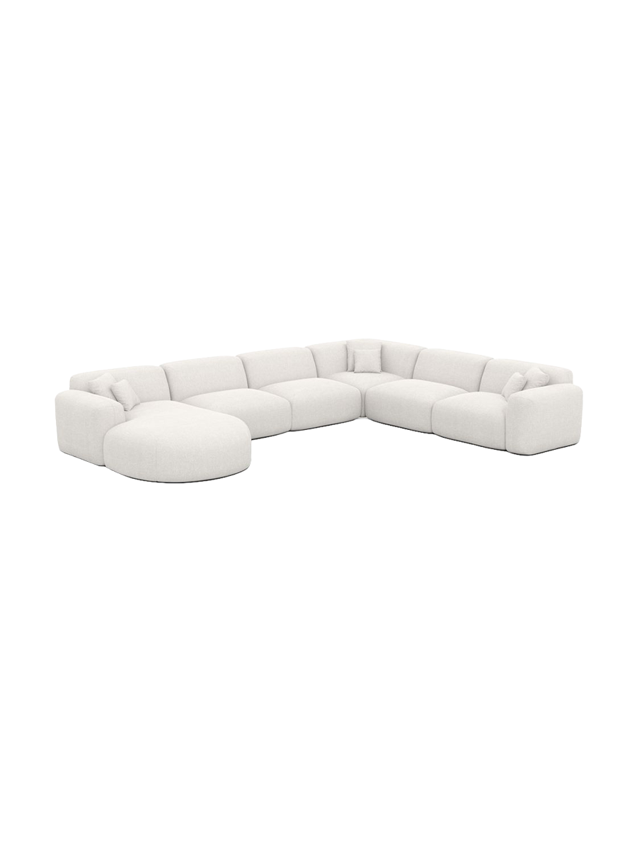 
7-Sitzer Design Panorama-Sofa „Aras XXL“ mit Strukturstoff-Bezug - Strukturstoff Anthrazit / Lange Seite links