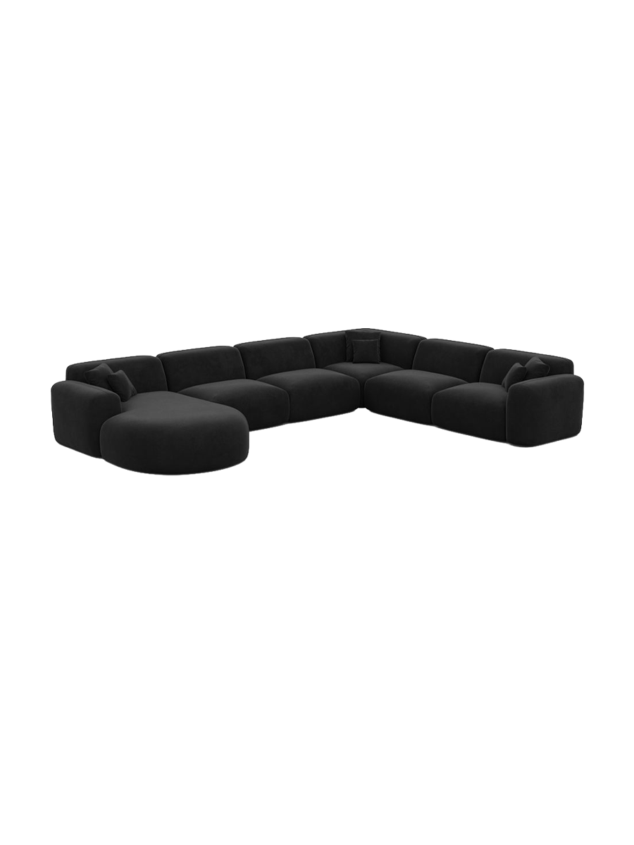
7-Sitzer Design Panorama-Sofa „Aras XXL“ mit Samtbezug - Samtbezug Beige / Lange Seite links