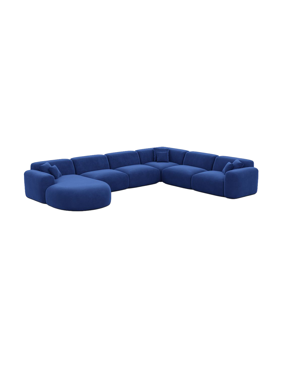 
7-Sitzer Design Panorama-Sofa „Aras XXL“ mit Samtbezug - Samtbezug Beige / Lange Seite links