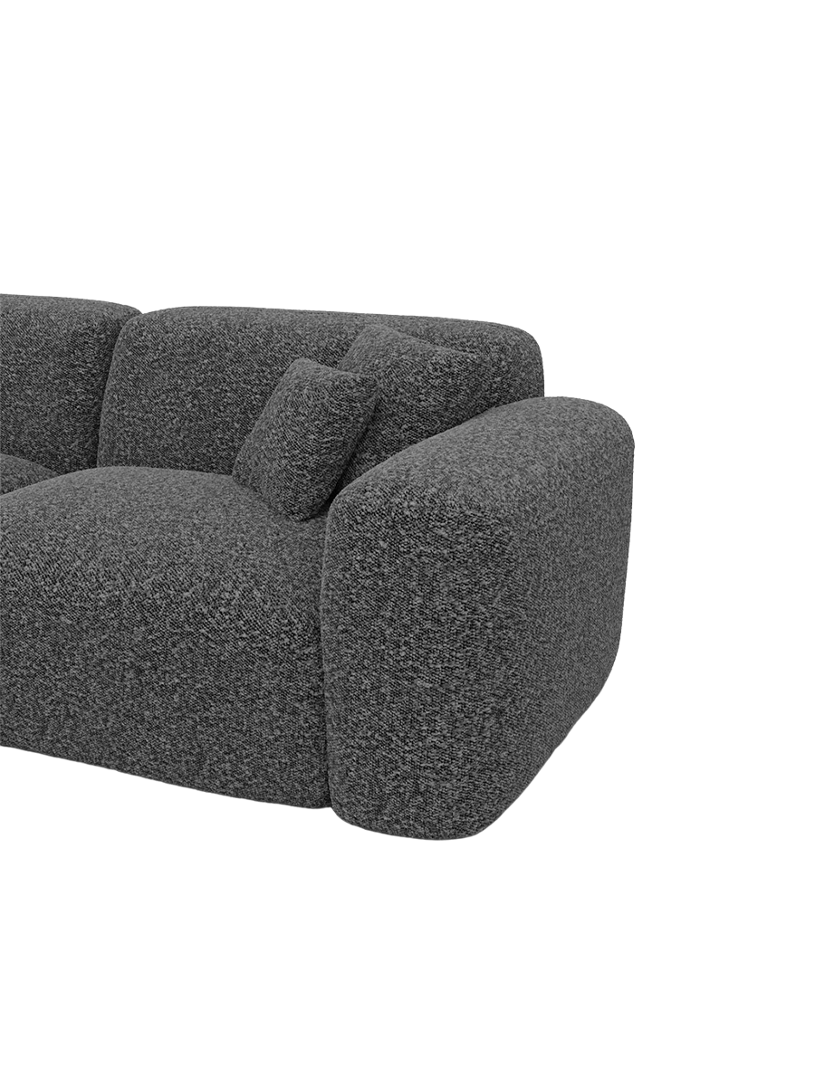 
7-Sitzer Design Panorama-Sofa „Aras XXL“ mit Bouclé-Bezug - Bouclé Graphit / Lange Seite links