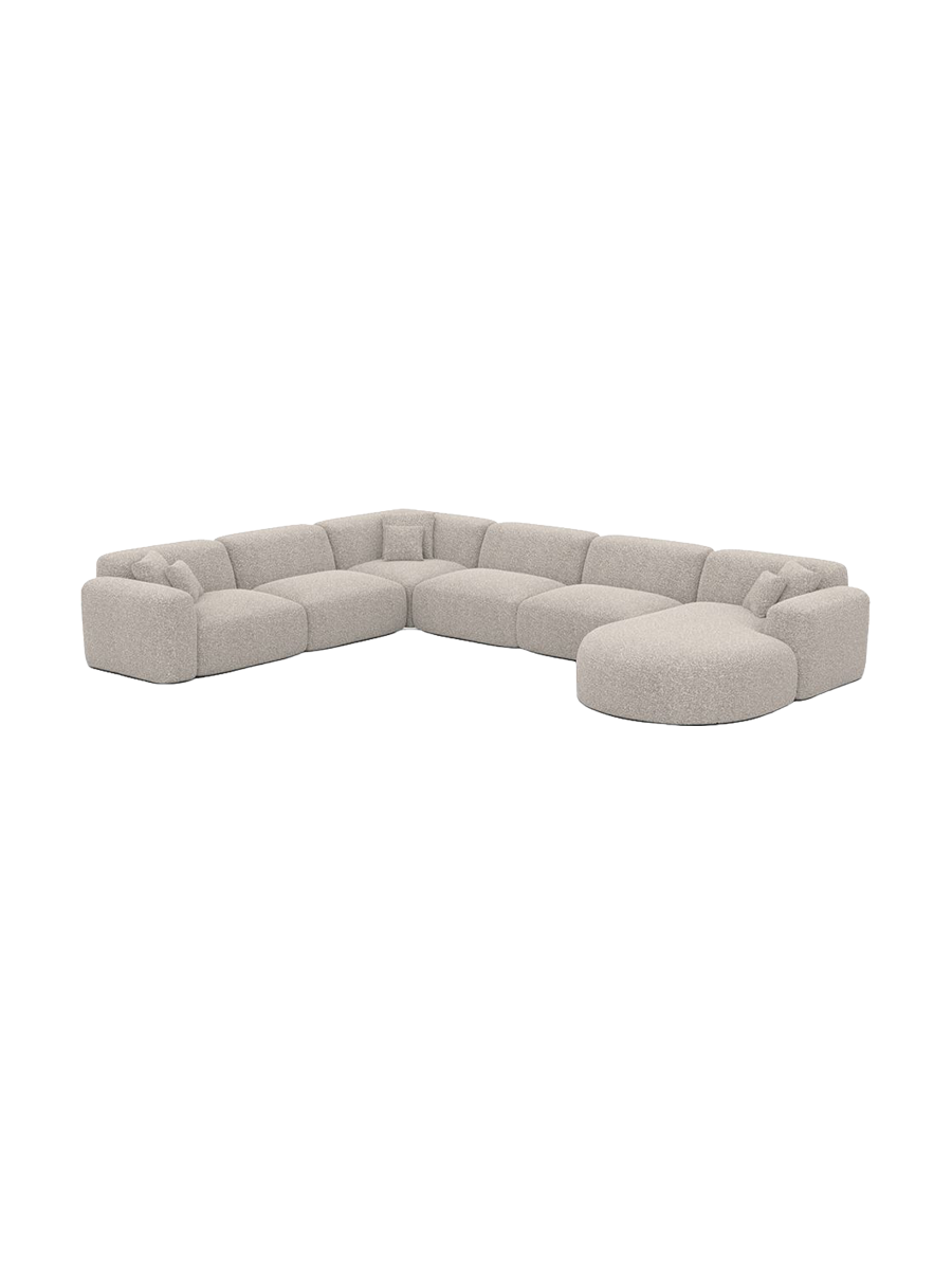 
7-Sitzer Design Panorama-Sofa „Aras XXL“ mit Bouclé-Bezug - Bouclé Graphit / Lange Seite links