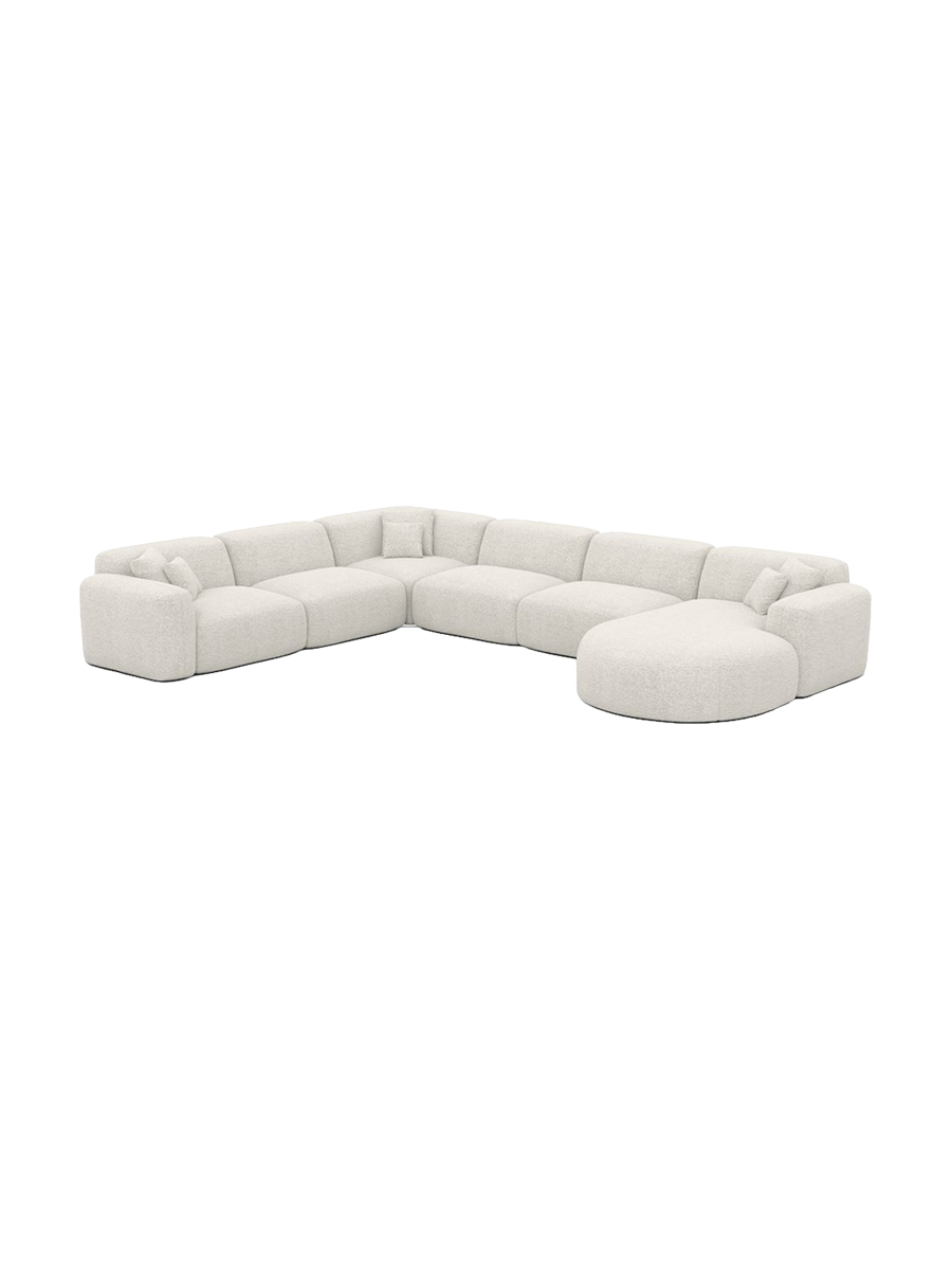 
7-Sitzer Design Panorama-Sofa „Aras XXL“ mit Bouclé-Bezug - Bouclé Graphit / Lange Seite links