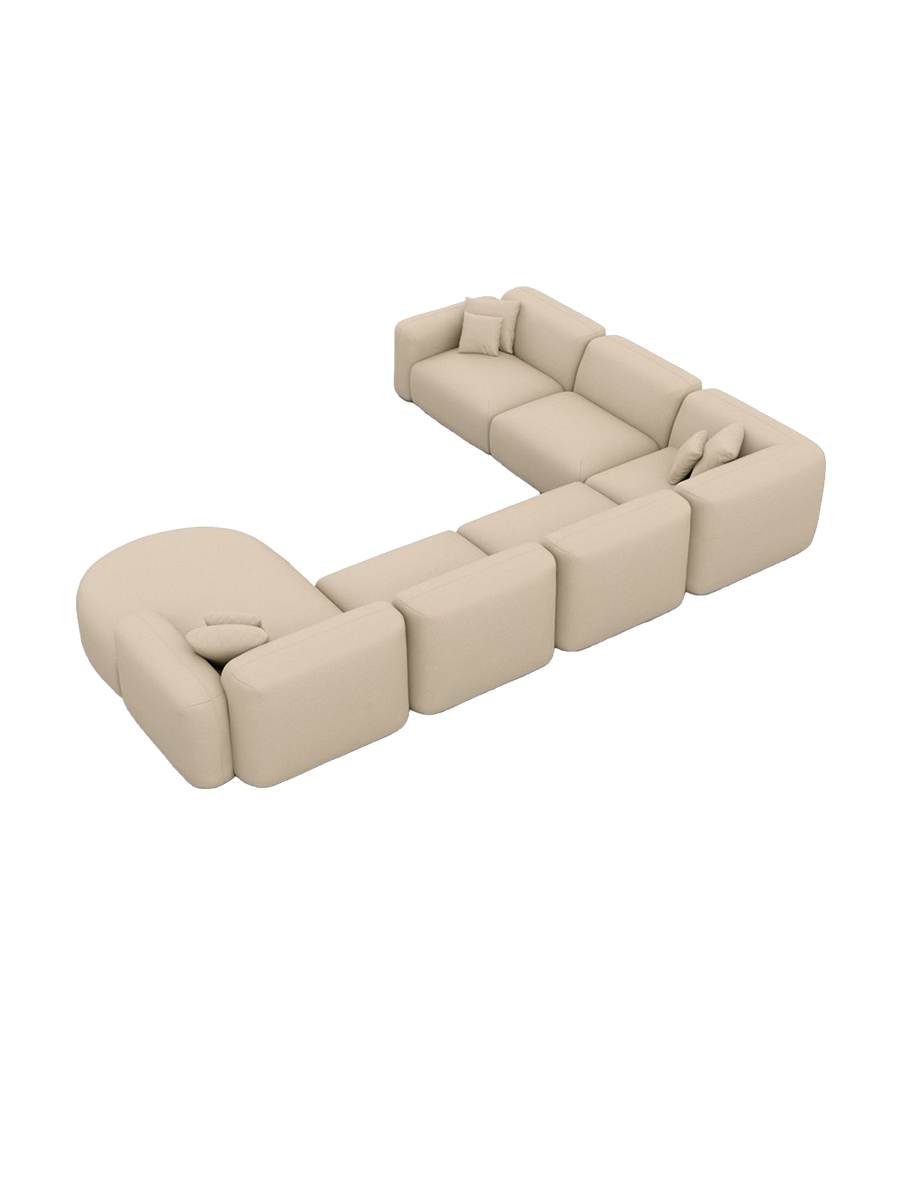 
7-Sitzer Design Echtleder Panorama-Sofa „Aras XXL“ - Echtleder Beige / Lange Seite links